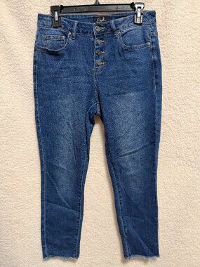 EARL JEANS Stretchy Skinny Ankle Cropped Button Fly Denim Size 8P 8 Petite EUC